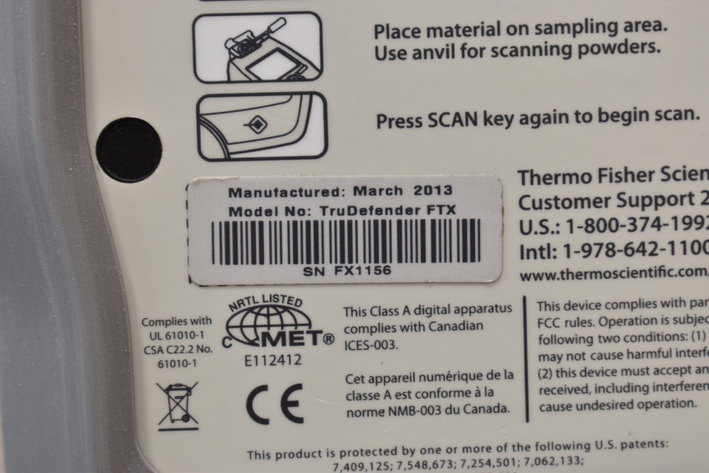 Thermo Scientific TruDefender FTX Handheld FTIR Chemical Identification Analyzer