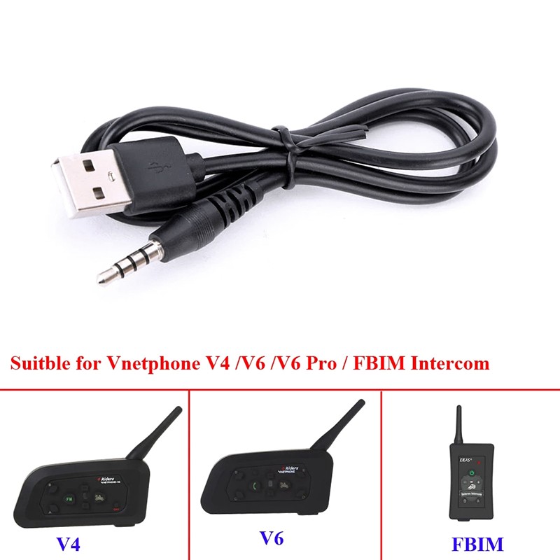 1PCS Motorcycle Helmet Intercom Headset USB Charging Cable for V6 V4