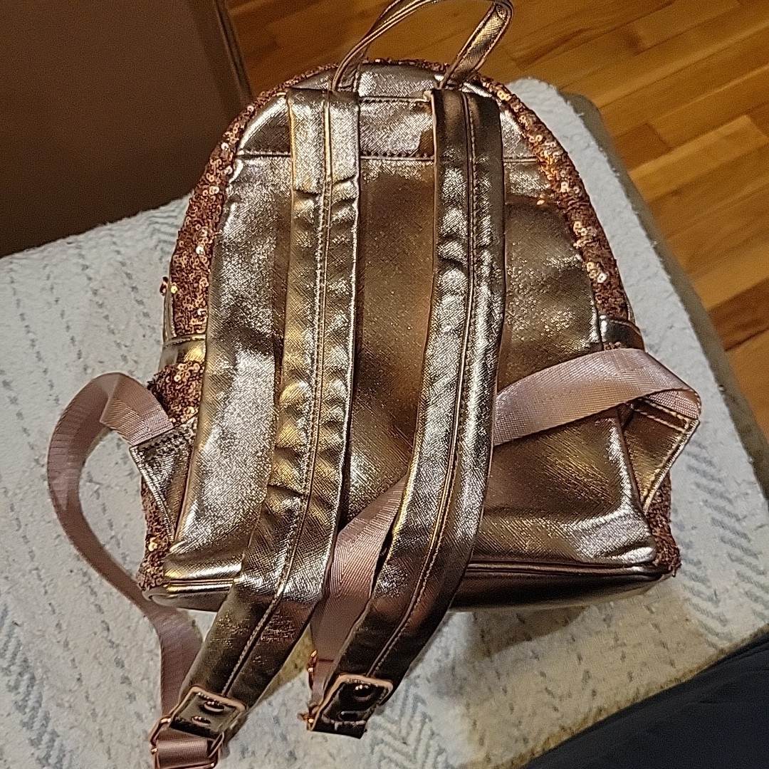 Disney Parks Minnie Mouse Sequin Mini Backpack Rose Gold Clean