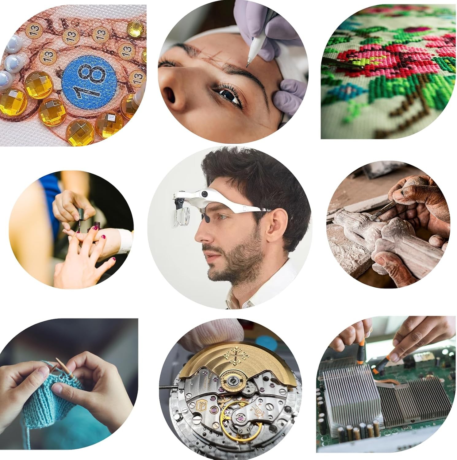 Head Mount LED Magnifier, Hands Free Magnifying Glasses for Jewelry Soldering