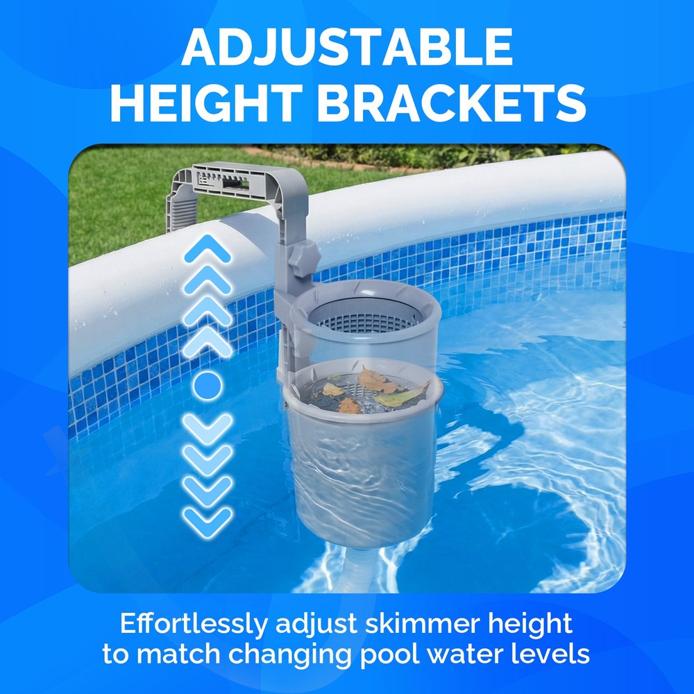Adjustable Pool Skimmer Surface Skimmer for Above Ground Pool, Metal Frame Pool