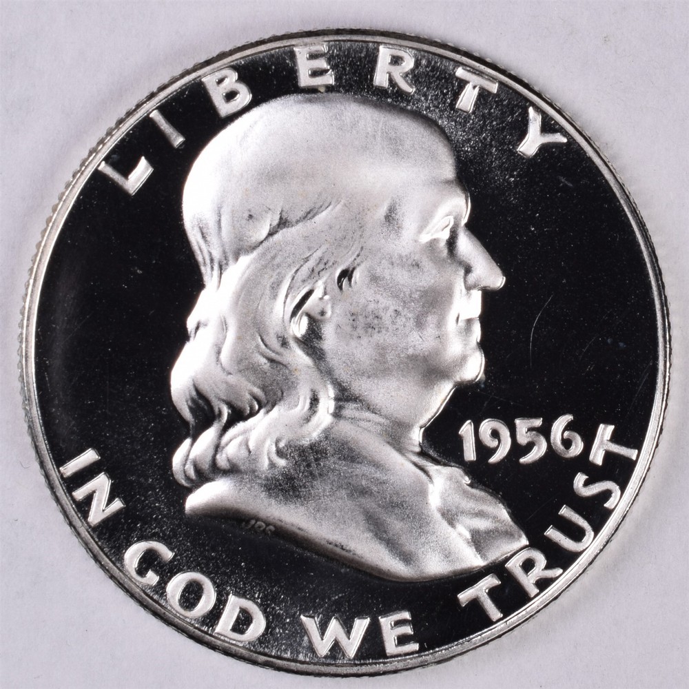 1956 Franklin Silver Half Dollar Proof - DMPL OBVERSE!!!