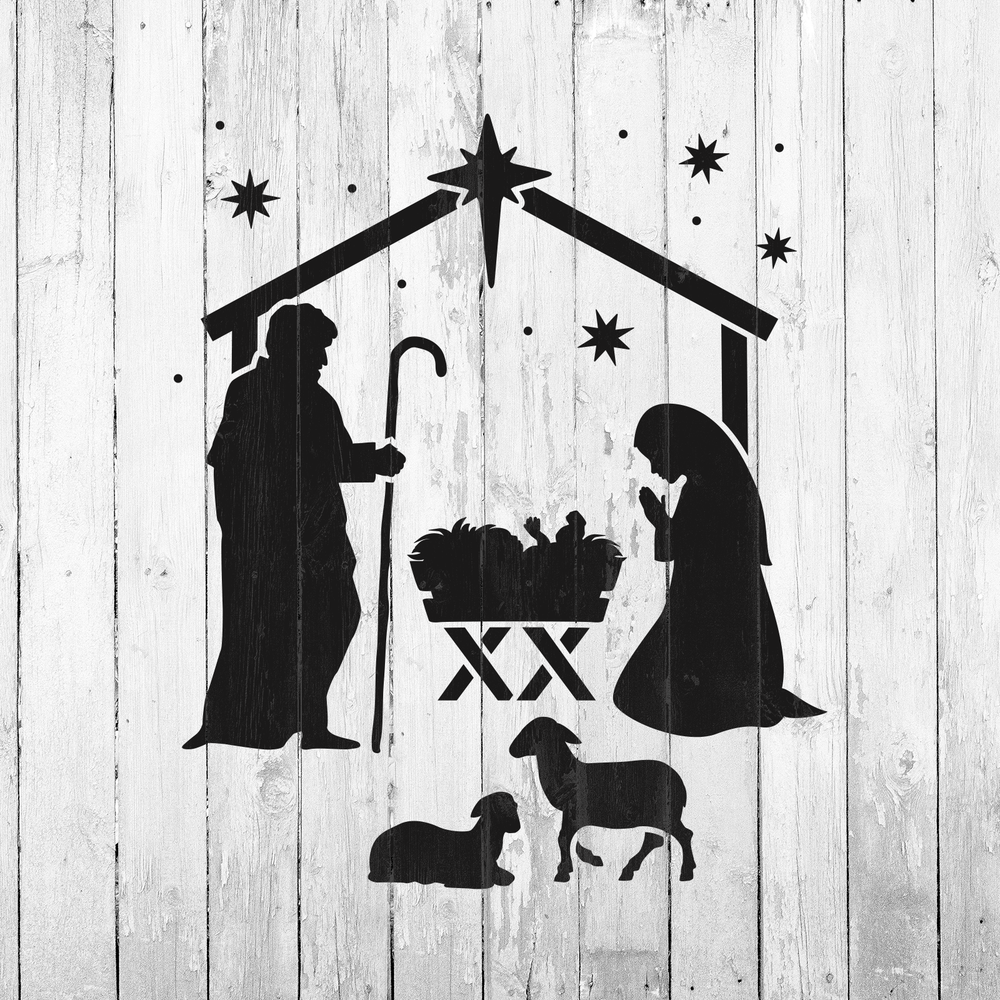Nativity Manger Stencil - Durable & Reusable Mylar Stencils