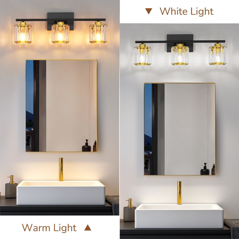 EDISHINE 3-light 24'' Bathroom Dimmable Vanity Light, Modern Design, Dimmable