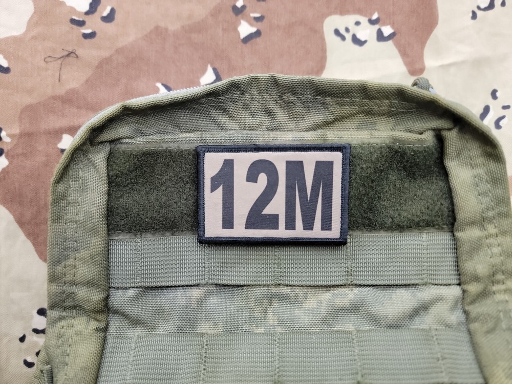 12M MOS TAN Hook Back Hat Bag 2x3 Patch Army Firefighter