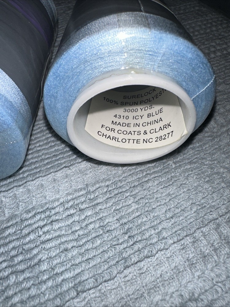 Coats Surelock 4 Spools 4310 Icy Blue Polyester Thread, Multi-purpose, 3000 Yds