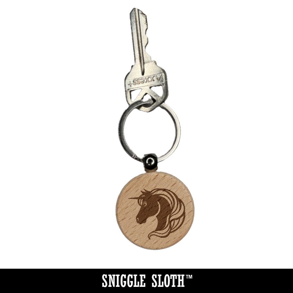 Bell Solid Engraved Wood Round Keychain Tag Charm