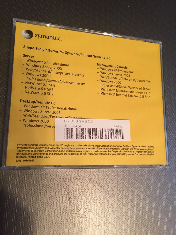 Symantec Client Security 3.0 Software