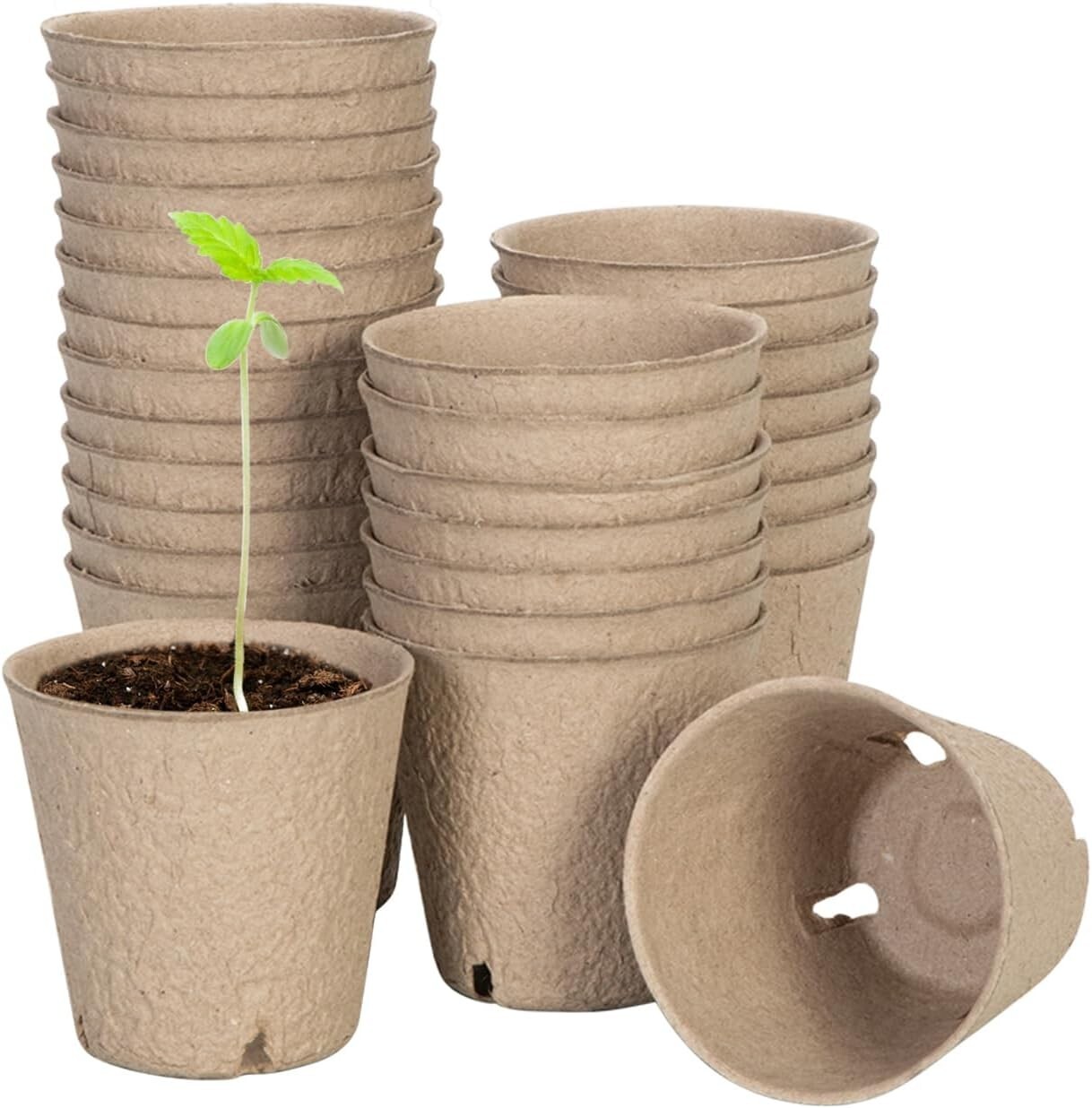 30/60/120PCS 3.15 Inch Peat Pots - Biodegradable Seed Starting Nursery Trays