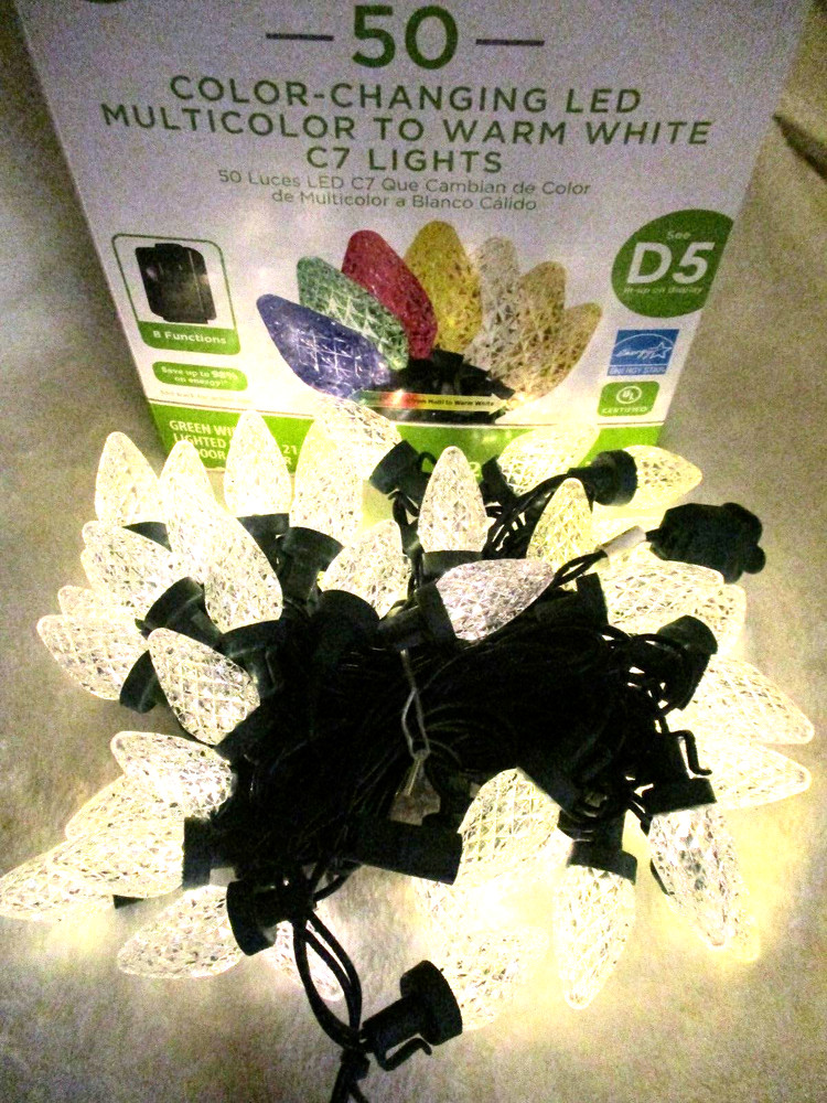 Holiday Time LED C7 String Lights 50 LED 8 Functions Color Changing 22ft NEW