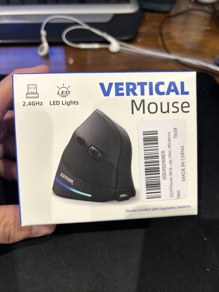 ECHTPower Ergonomic Wireless Mouse, Vertical Mouse with Adjustable DPI 2400/1...