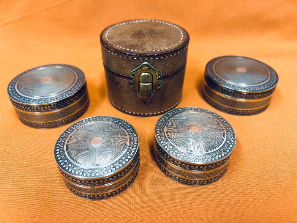 French Sterling Silver Snuff Box Set