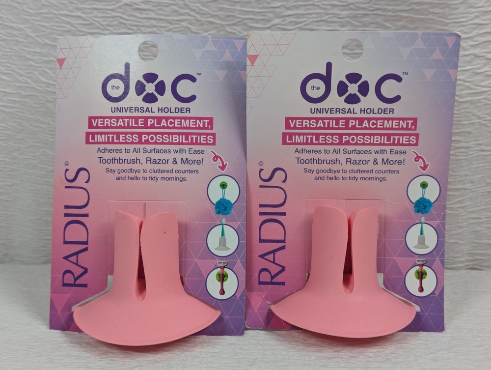 Doc - Multi-Use Suction Holder by Radius - Toothbrush, Loofah, Razor - 2 Pack