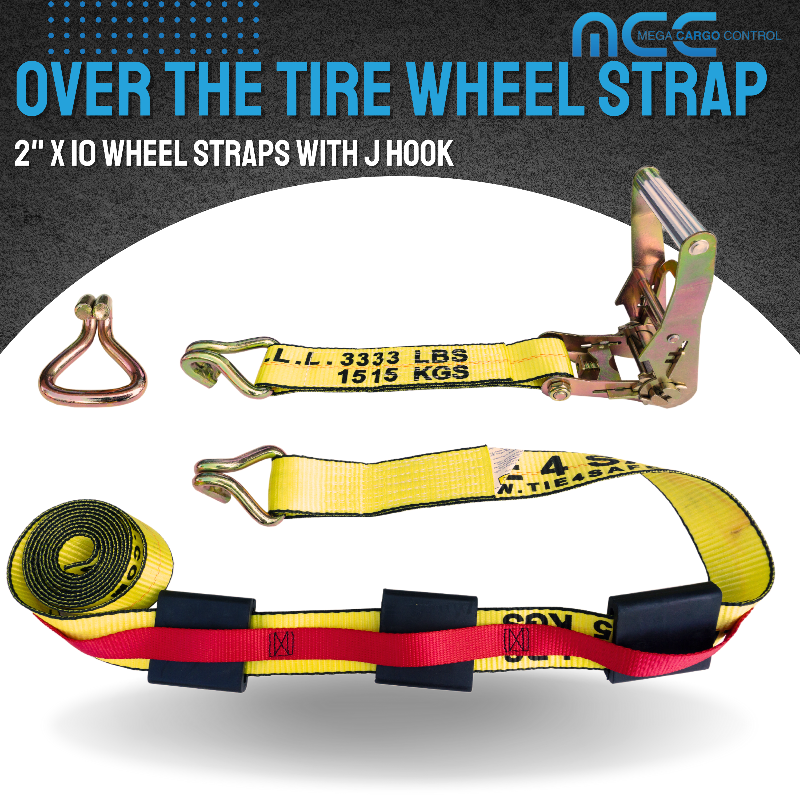 USA 12Pack 2"x10' Over Tire Car Hauler Truck Trailer Auto Ratchet Tie Down Strap