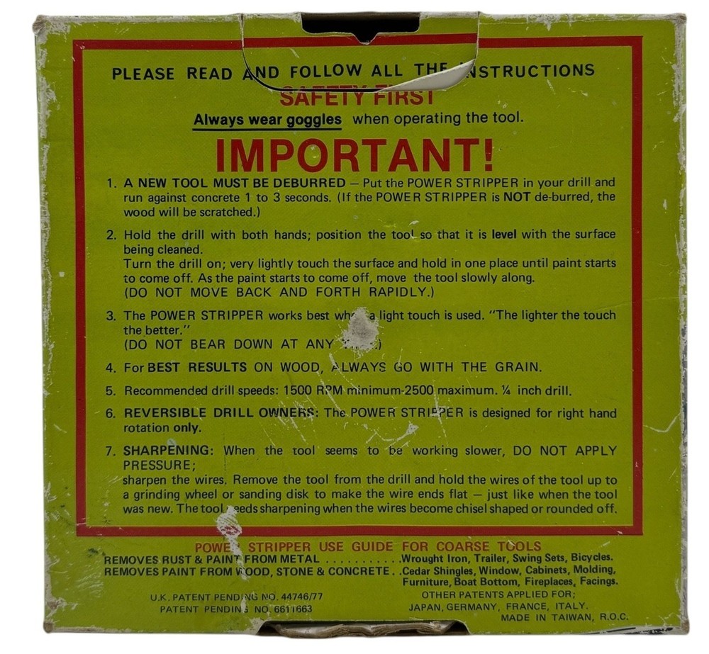 Power Stripper Coarse Tool Medium-Heavy Use Remove Paint Rust Fits ¼" + ⅜" Drill