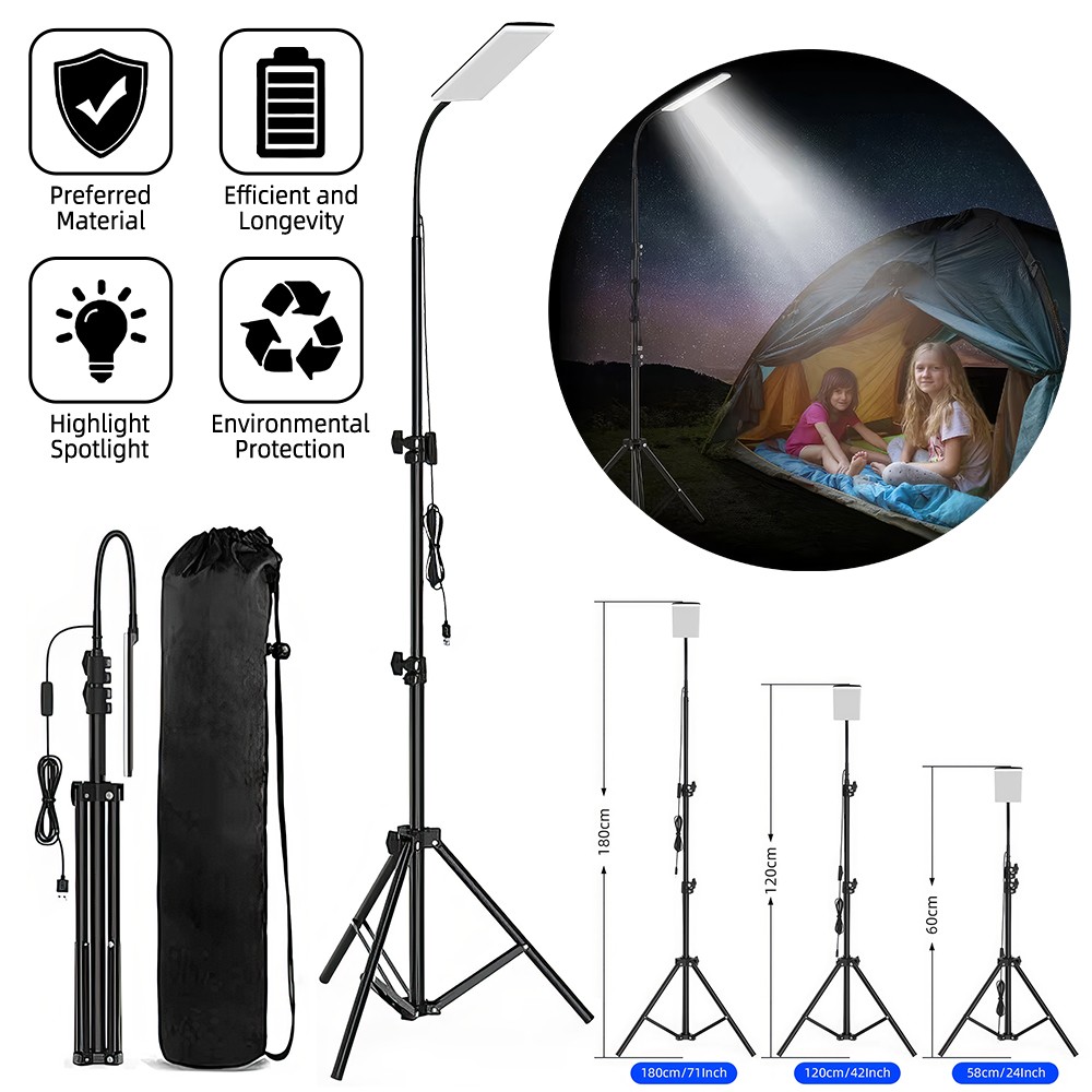 Outdoor Camping Light Super Bright LED Grill Work Light Stand Telescoping Tripod