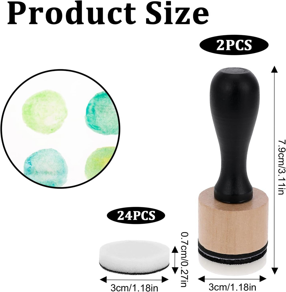 26 Pack Mini round Blending Tool with Foams Set Including 24PCS Refill Sponge,