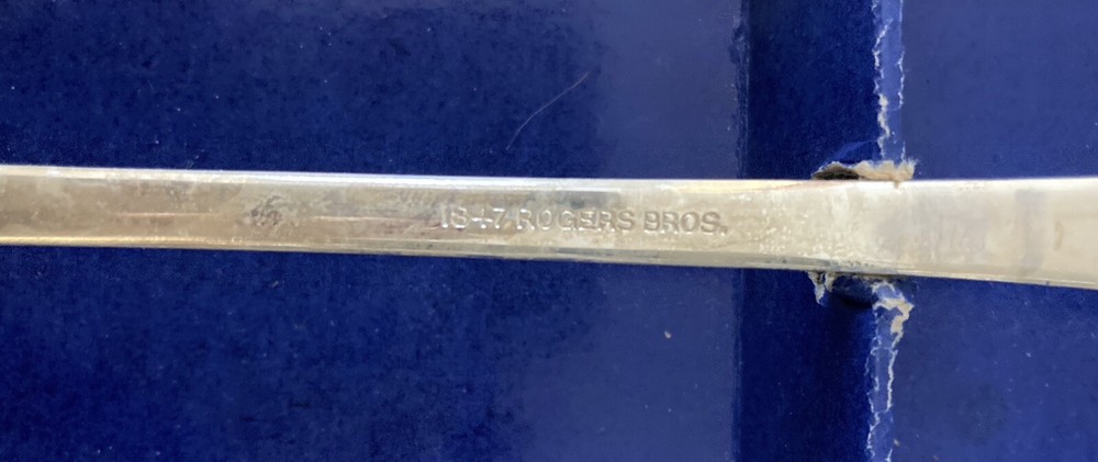 Huge 12.5" 1847 Rogers Bros TEXAS Spoon Cocktail Fork Boxed Silverplate Rare