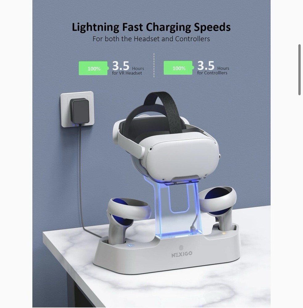 NexiGo S20 Enhanced Charging Dock for Meta Oculus Quest 2 Headset Controller