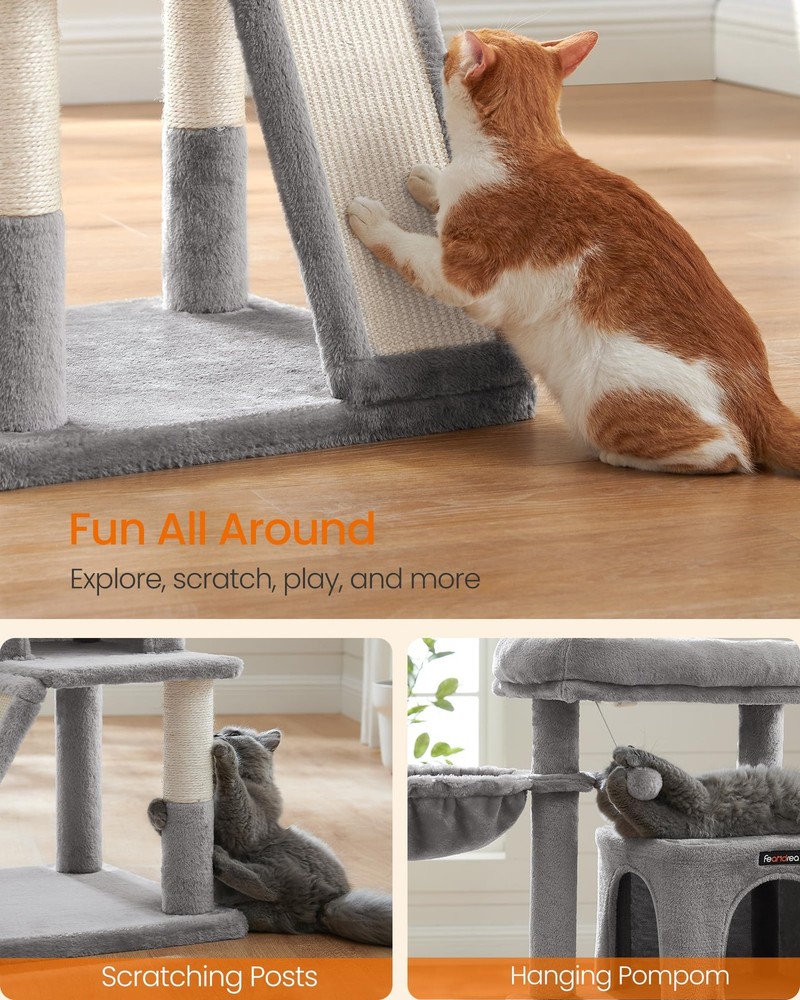 Cat Tree, 37.8-Inch Cat Tower, Multi-Level Condo with Widened Perch, Scratchi...
