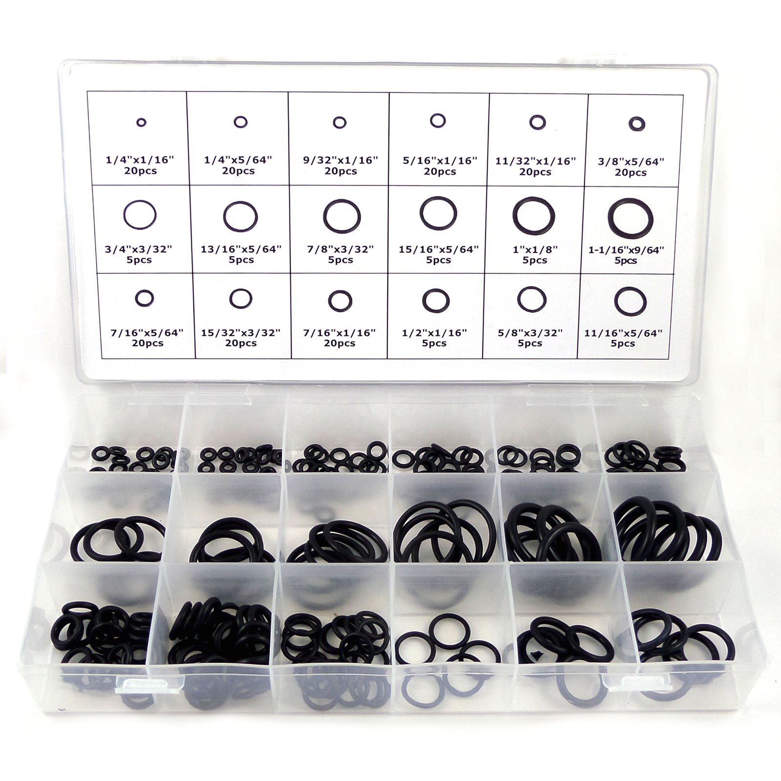 450 pc O-Ring Assortment Set Metric and SAE Plumbing Rubber Gasket Tool Kit