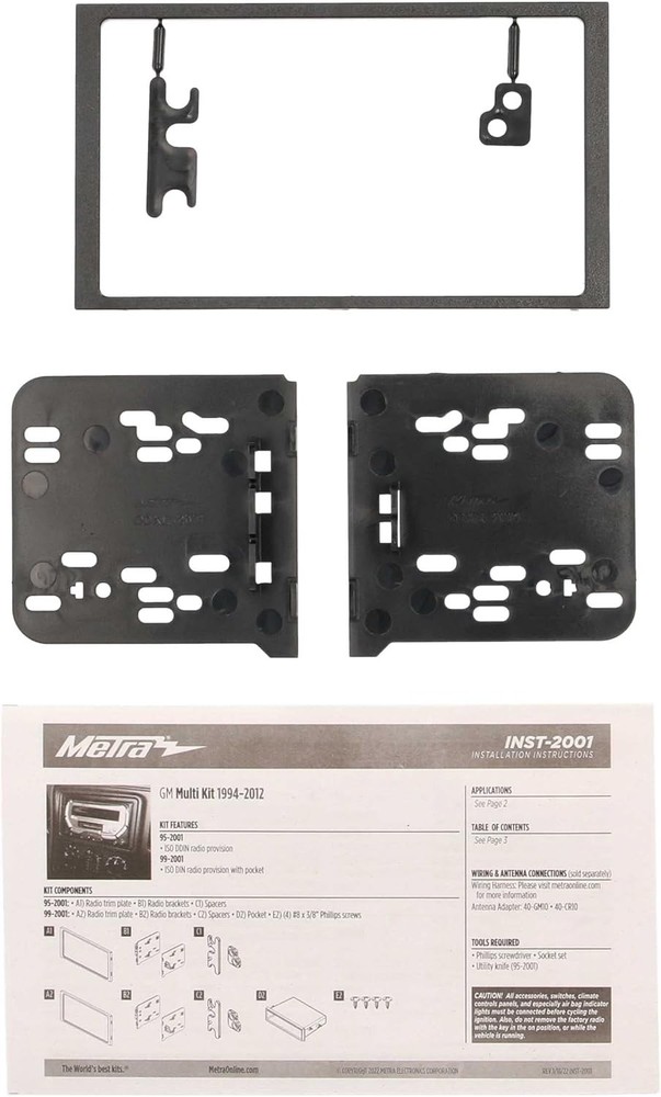 Metra Electronics 95-2001 Double DIN Installation Dash Kit for Select 1994 -...