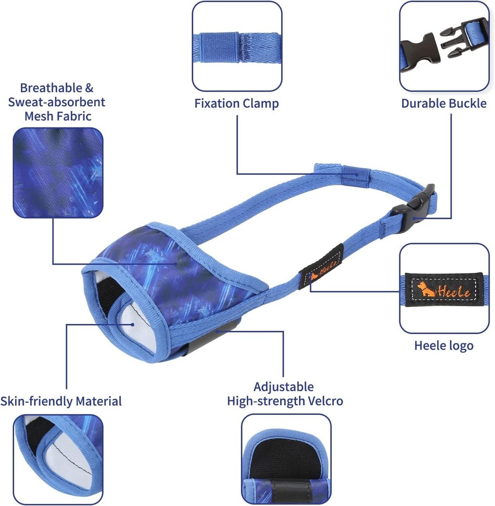 Breathable Nylon Dog Muzzle - Adjustable, Comfortable, Anti-Bite & Bark Control