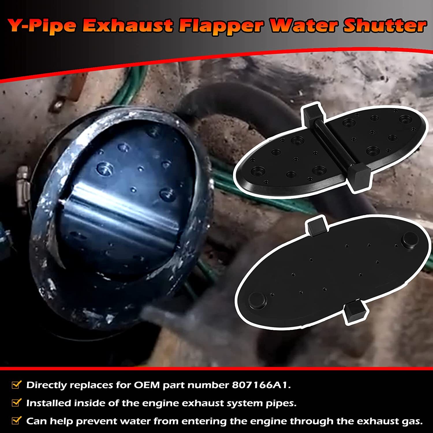 For MerCruiser Exhaust Y Pipe Water Shutter Kit V6 V8 Engines 807166A1 Set Of 2