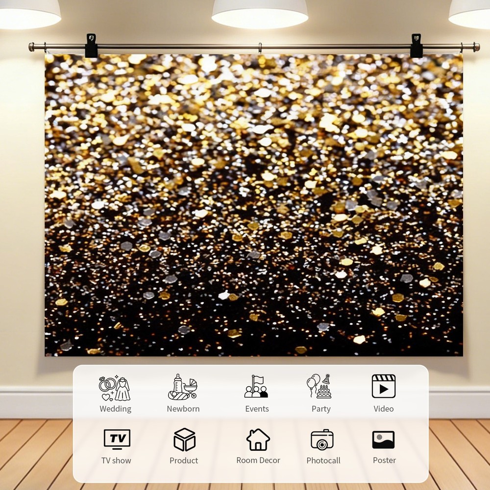 Sequin Glitter Backdrop (6x4ft) Black Sparkle Background for Party