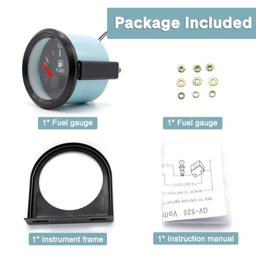 BREADEEP 2" Universal Fuel Gauge Kit, E-1/2-F Pointer Fuel Level Red Pointer