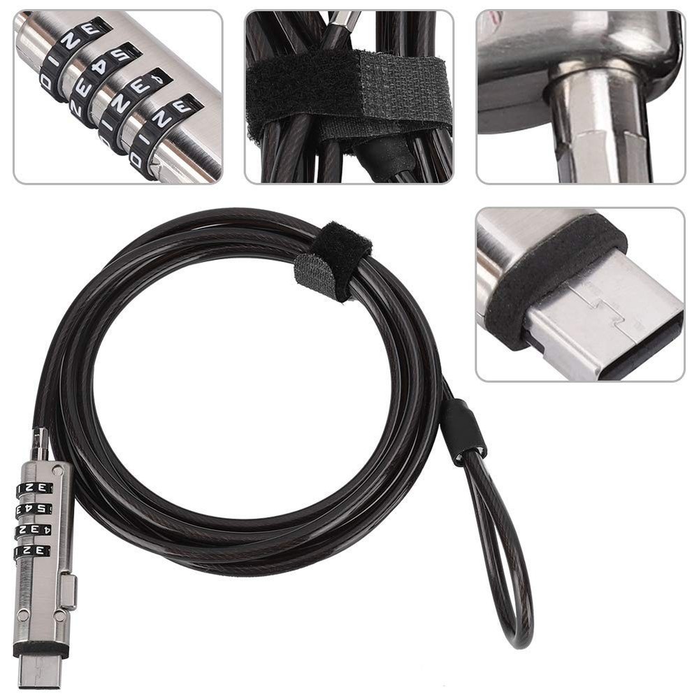 Laptop Cable Locks Combination Lock 4 Digital Password Security Anti...