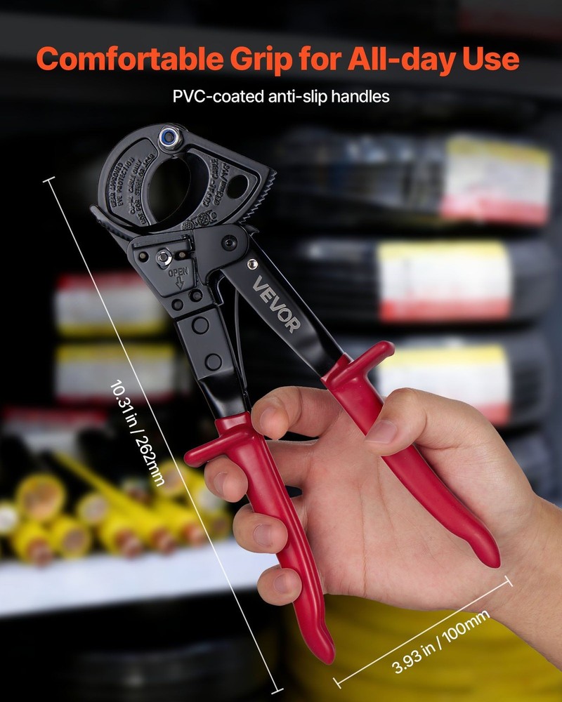 Ratchet Wire Cutter with Quick-Release Button for 474 MCM Cables