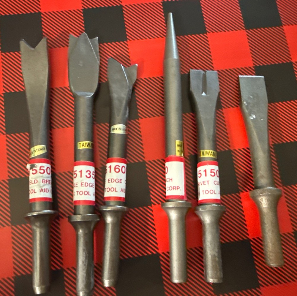 S&G TOOL AID 6pc PNEUMATIC AIR CHISEL PUNCH AUTO BODY WORK SET WELD BREAK “RUST”
