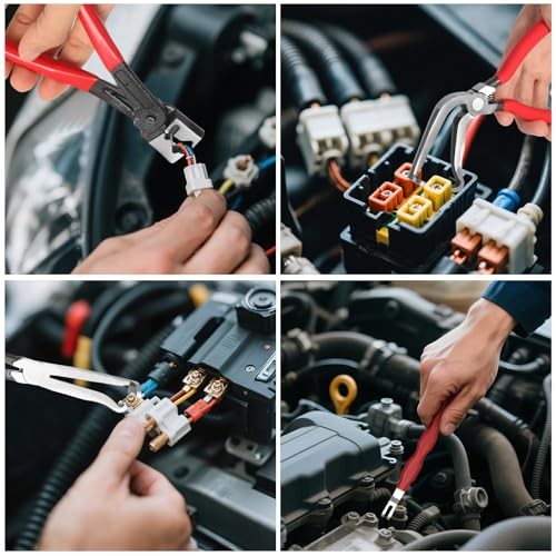 5-Pcs Kit Electrical Disconnect Pliers Set w/Gloves - Auto Connector Tool for