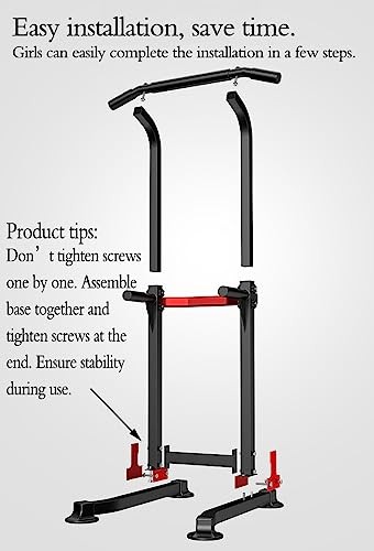 Power Tower Dip Station Pull Up Bar - Multi-Purpose Home Black (Basic Model)