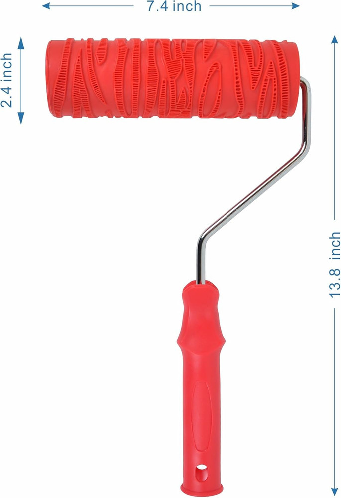 8'' Patterned Paint Roller for Wall Decoration Classic Texture Rubber Roller Dec