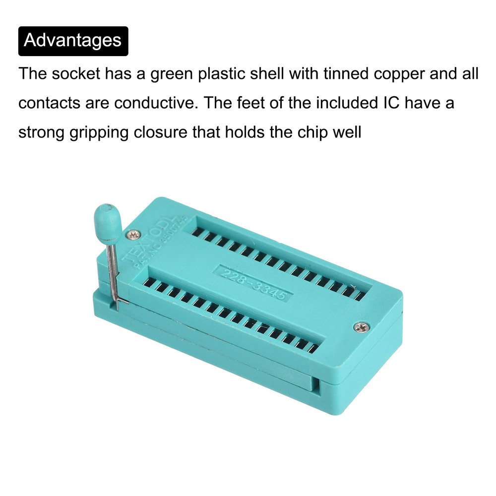 5 Pack Universal IC Test ZIF Socket 28 Pin 3.0mm Pitch for Microcontroller Chip
