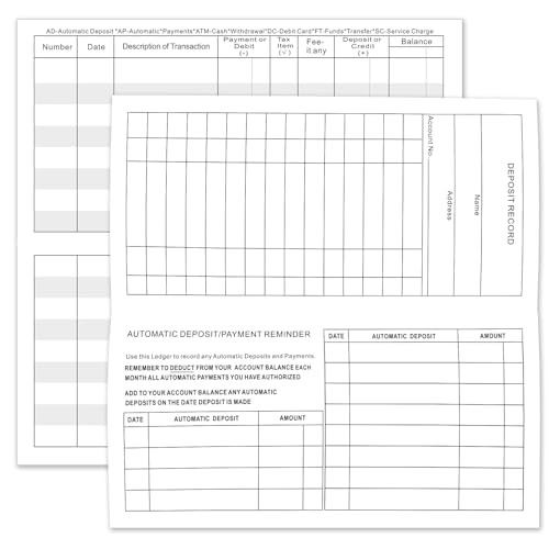 Pack Checkbook Register, Check Registers for Personal Checkbook, 6" × 3", 12