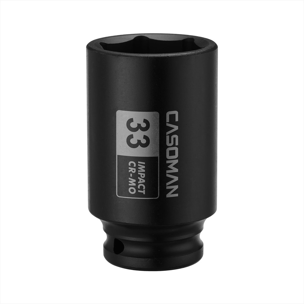 CASOMAN 1/2-Inch Drive x 33 mm Deep 6-Point Impact Socket,