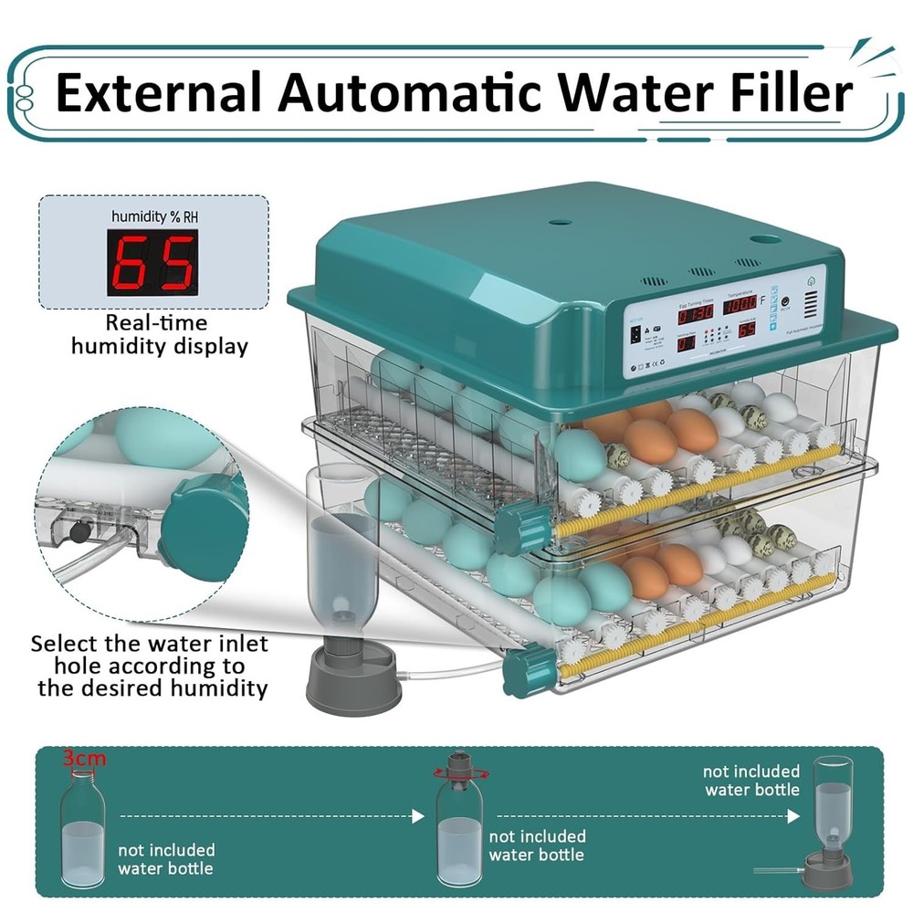 Incubators for Hatching Eggs 120, Chicken Egg Incubator with Automatic Egg Tu...