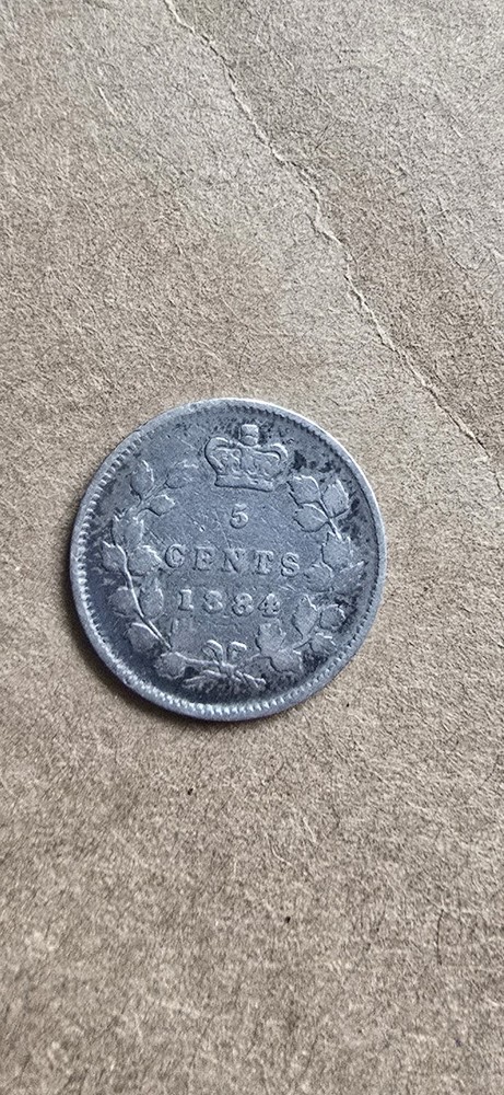 Canada 1884 Silver 5 Cents, Key Date, Circulated