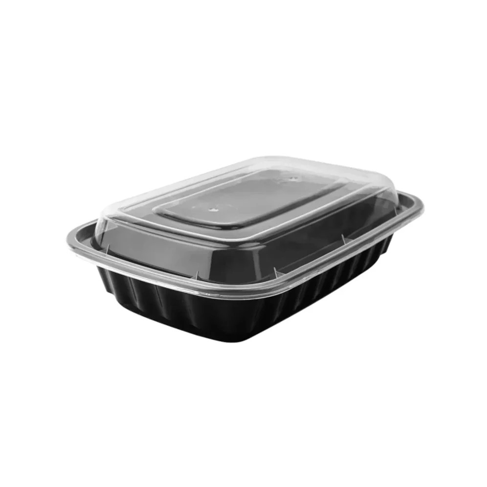 24oz Rectangular Microwaveable Container with Lid, 150 Sets (50/6)