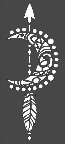 4.5"x10" Clear Plastic Stencil - Moon Charm (ME187)