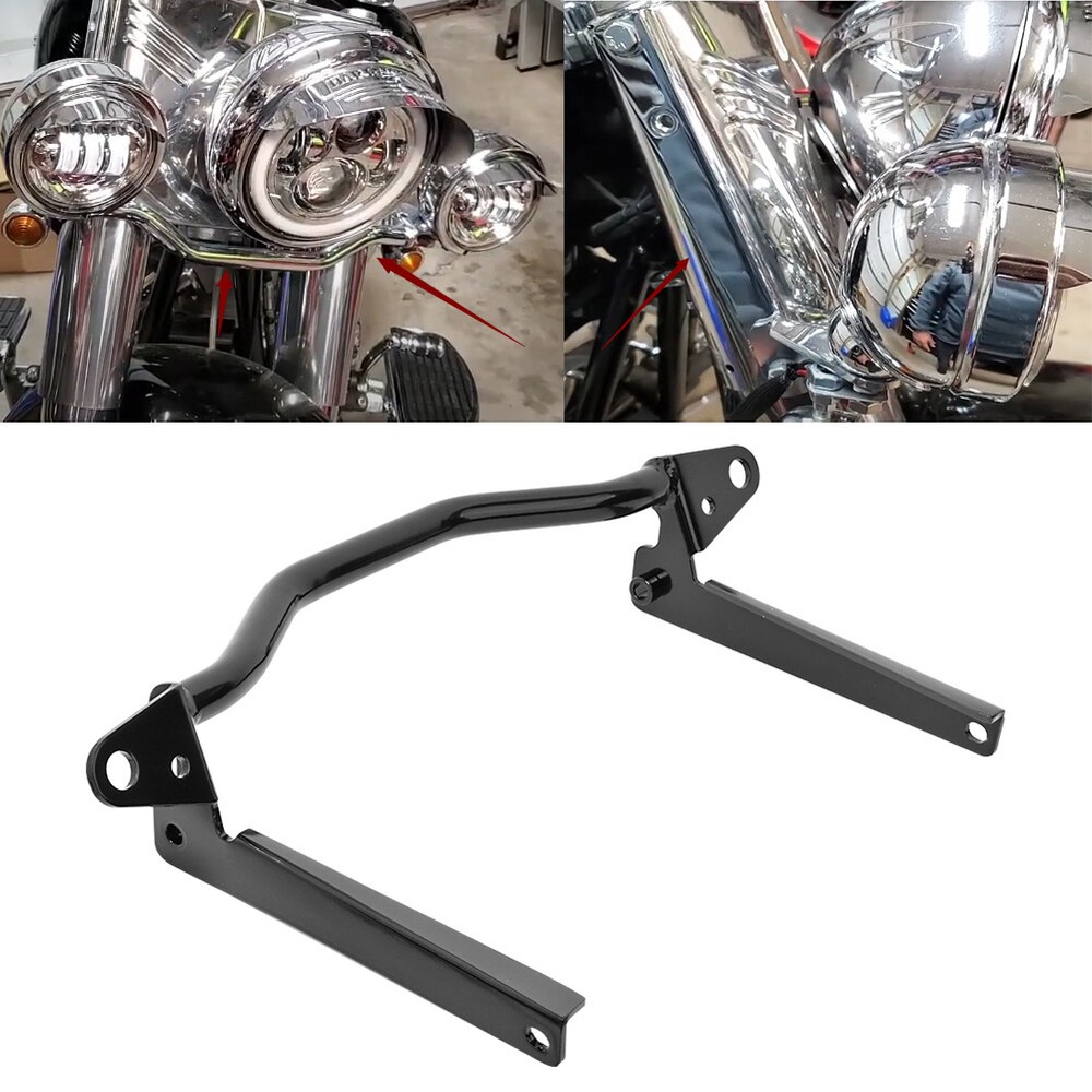 Black Passing Lamp Light Bar Mount for Harley Softail Fatboy Heritage 2002-2017