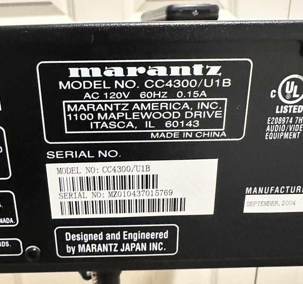 Marantz CC4300/U1B 5-disc CD Changer Tested Working With Remote
