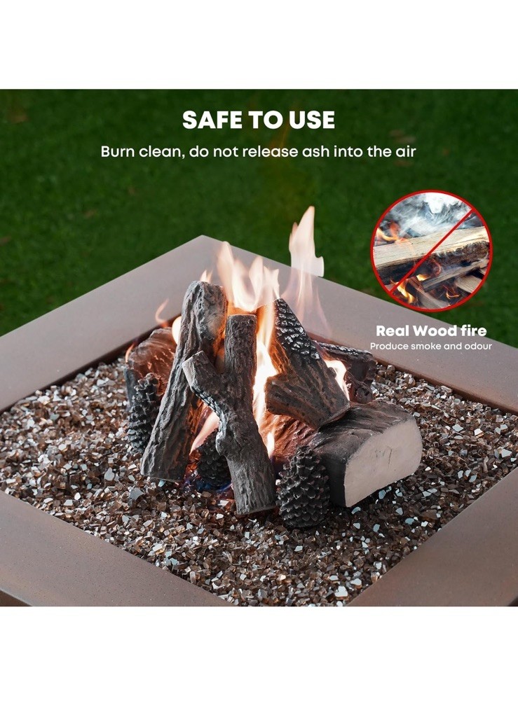 Stanbroil Large Ceramic Gas Logs, 9 Piece Set of Decoration Ceramic Wood