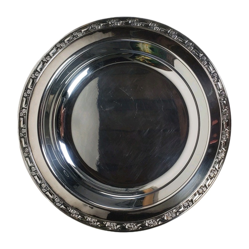 Footed Oneida Silversmiths Engraved Silver-plated Serving Candy Dish Bowl