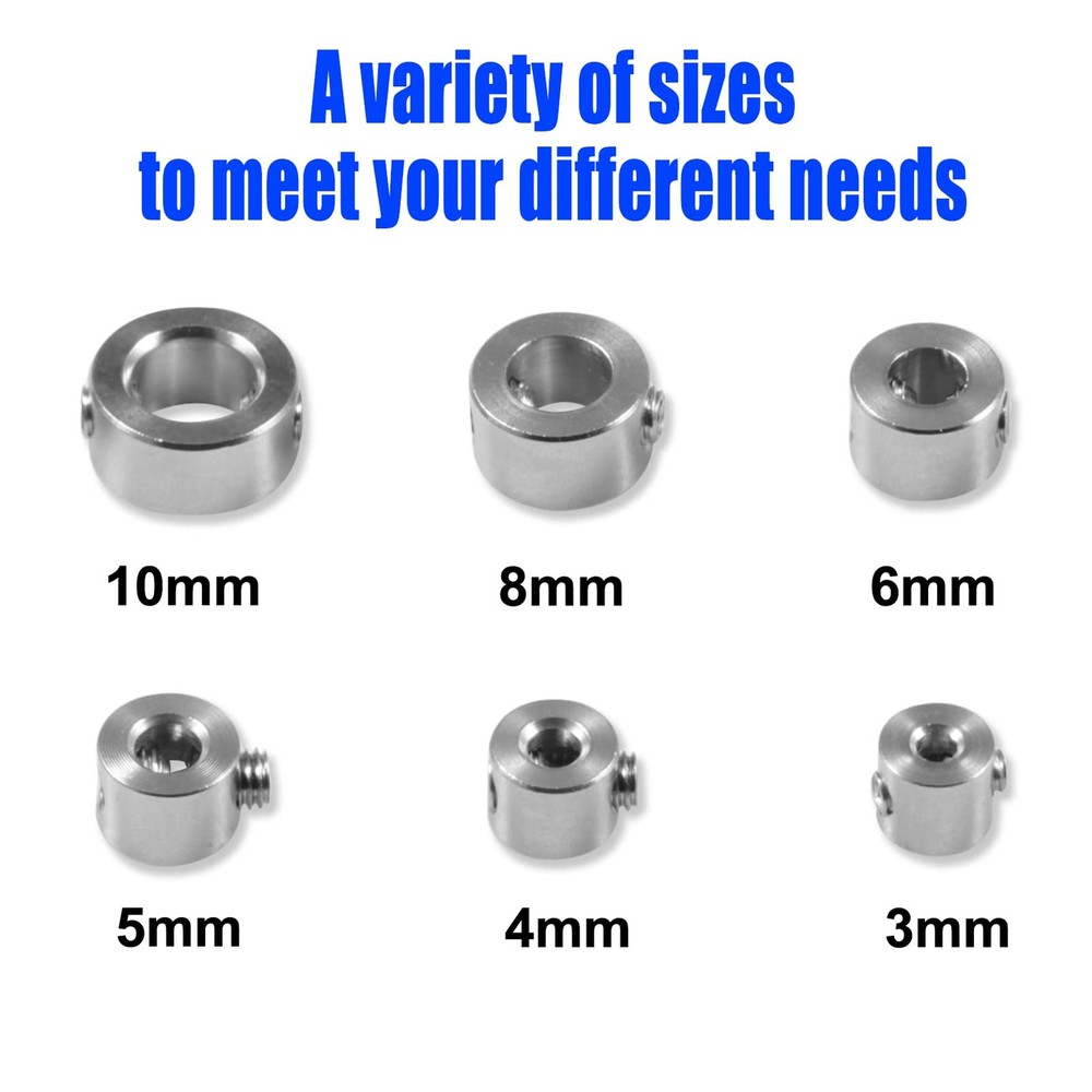 Drill Bit Depth Stop Collar Set Includes 6 Pcs 304 Stainless Steel Stop Bit C...