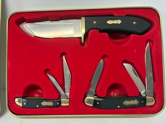 Mossy Oak 3-Pack Black Hunter Knife Combo Gift Set - New Open Box