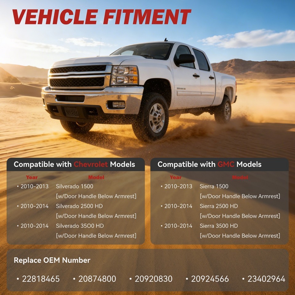 22818465 Front Left Driver Side Armrest Repair Kit Fit for Chevy Silverado 1500